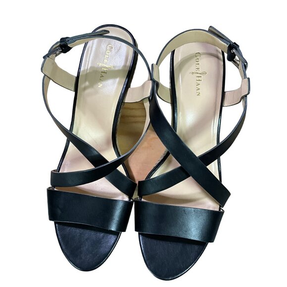 Cole Haan Coke Hahn‎ Wedge Sandals Black Size 8B - Picture 2 of 8